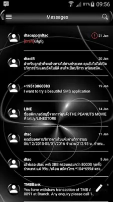 SMS Messages Spheres Black android App screenshot 5